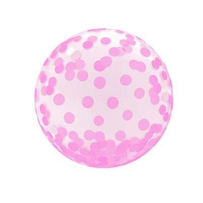 Balon kryształowy, różowe grochy, 18"